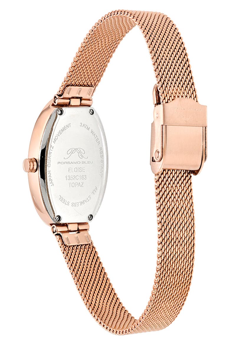 Women's Eloise Oval Guilloche Dial Topaz Stainless Steel Watch, Alternate, color, ROSE/ WHITE