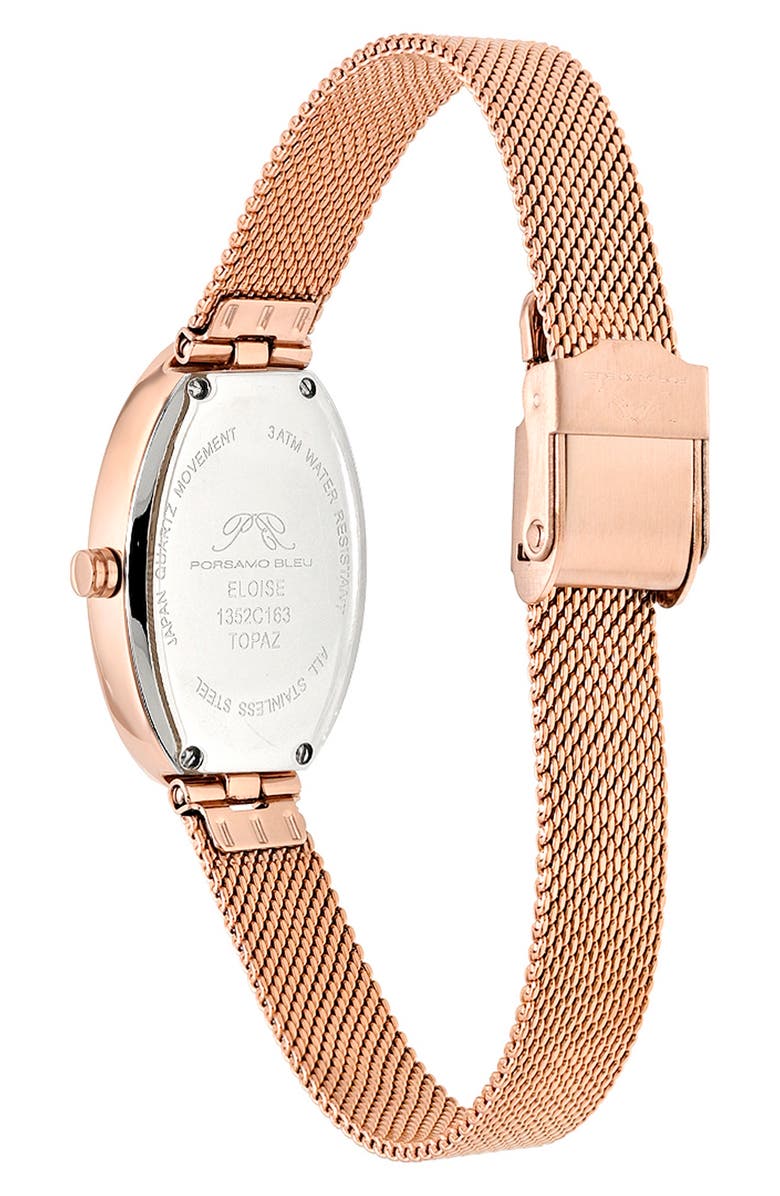 PORSAMO BLEU Women's Eloise Oval Guilloche Dial Topaz Stainless Steel Watch, Alternate, color, Rose/ White