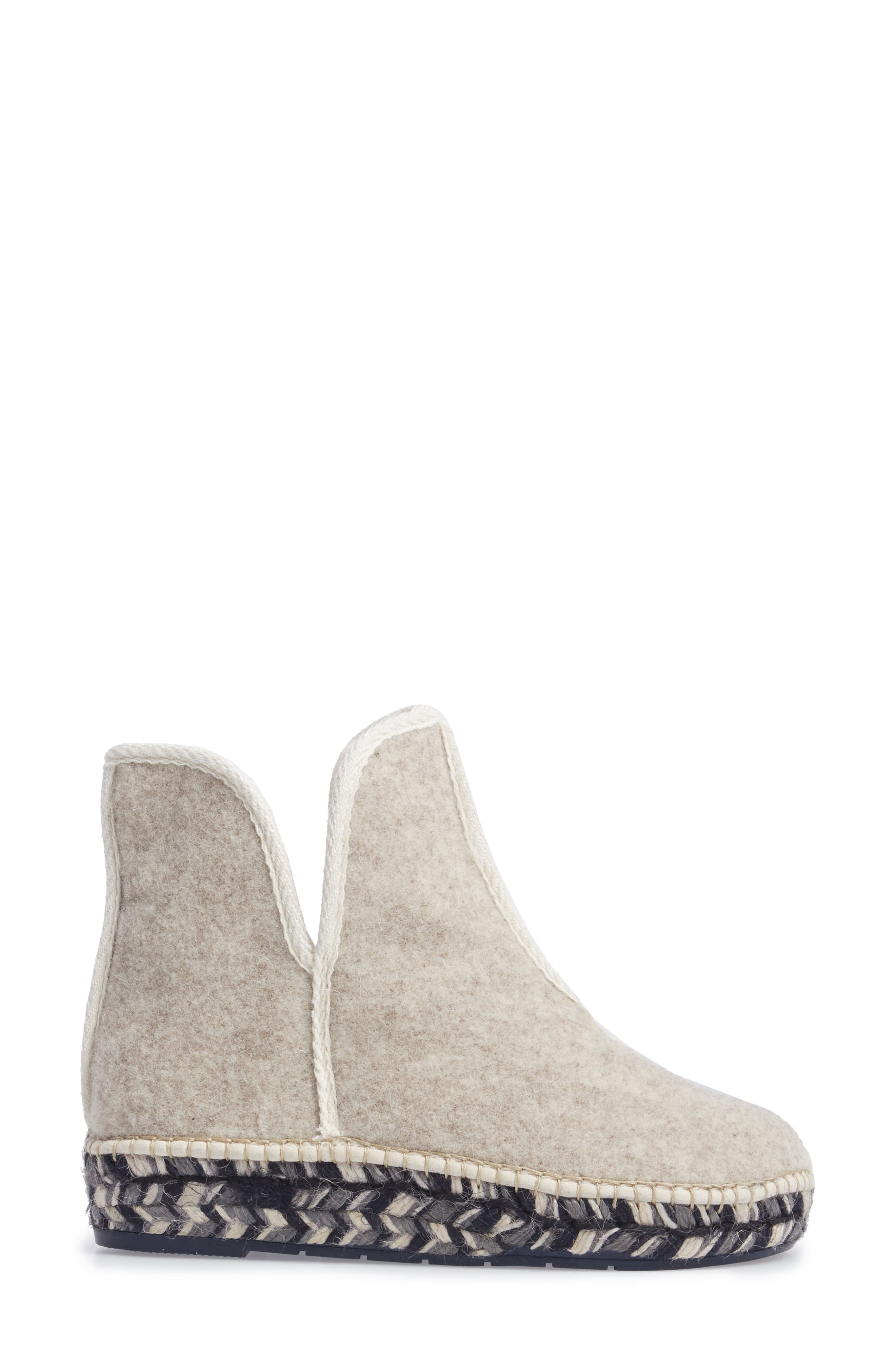 Toni Pons Espadrille Platform Bootie with Faux Fur Lining, Alternate, color, Ecru Felt
