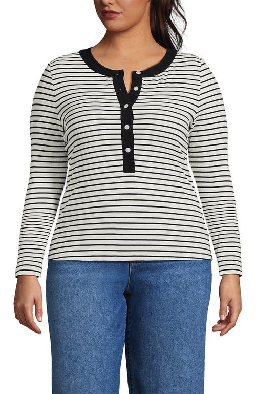 Lands' End Drapey Rib Skimming Long Sleeve Henley In Multi