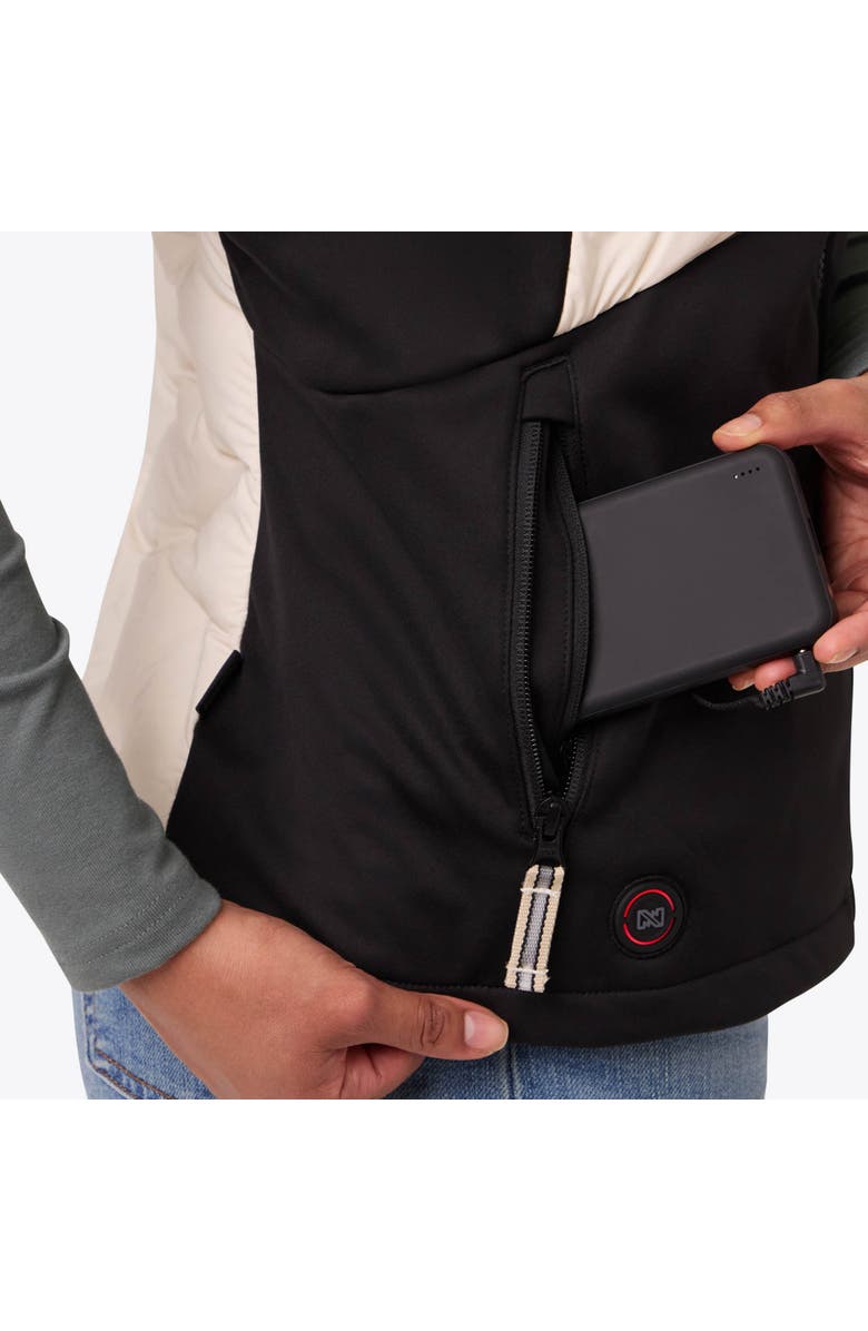 Mobile Warming Women's Natural Down Hybrid Heated Vest, Alternate, color, Black/Cream