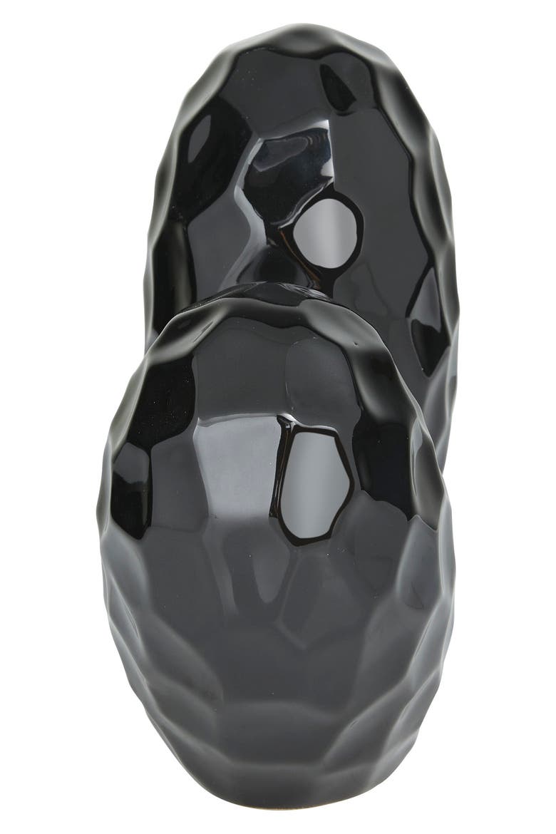 Black Porcelain Heart Sculpture, Alternate, color, BLACK