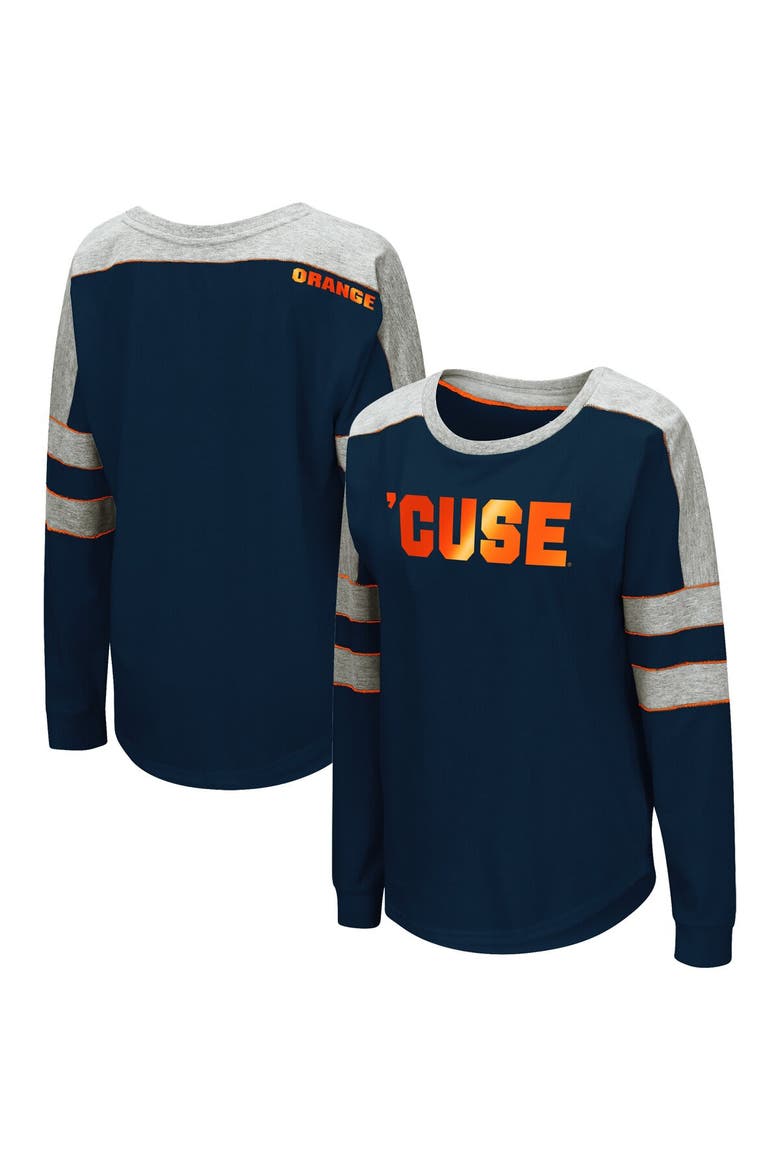Women's Colosseum Navy Syracuse Orange Trey Dolman Long Sleeve T-Shirt, Main, color, Navy