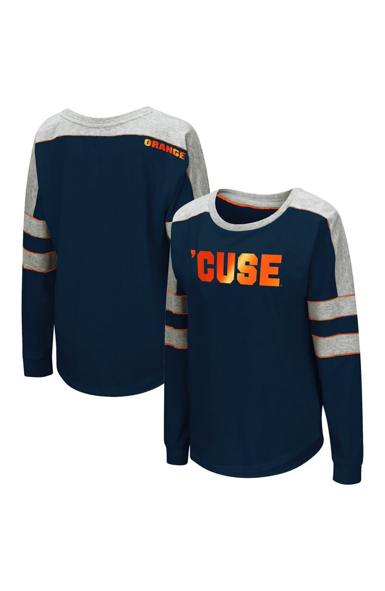 COLOSSEUM Women's Colosseum Navy Syracuse Orange Trey Dolman Long Sleeve T-Shirt, Main, color, 