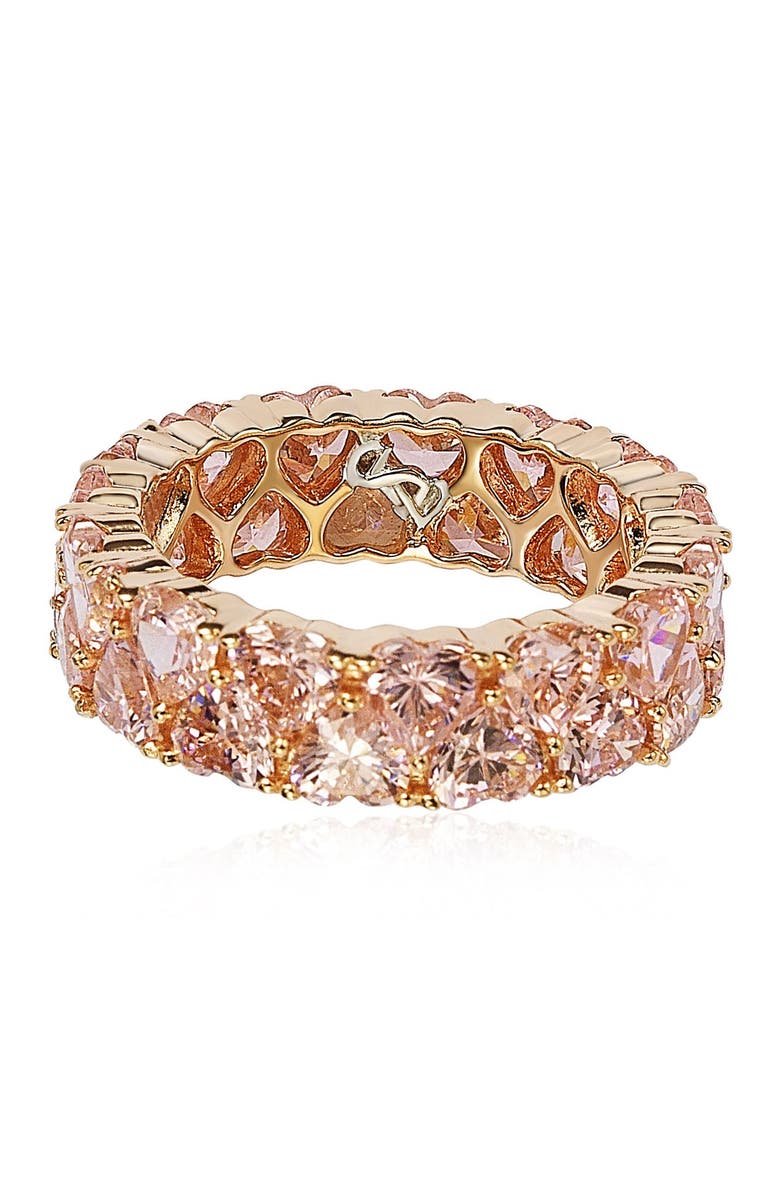 SUZY LEVIAN Rose-Tone Sterling Silver Heart CZ Band Ring, Alternate, color,