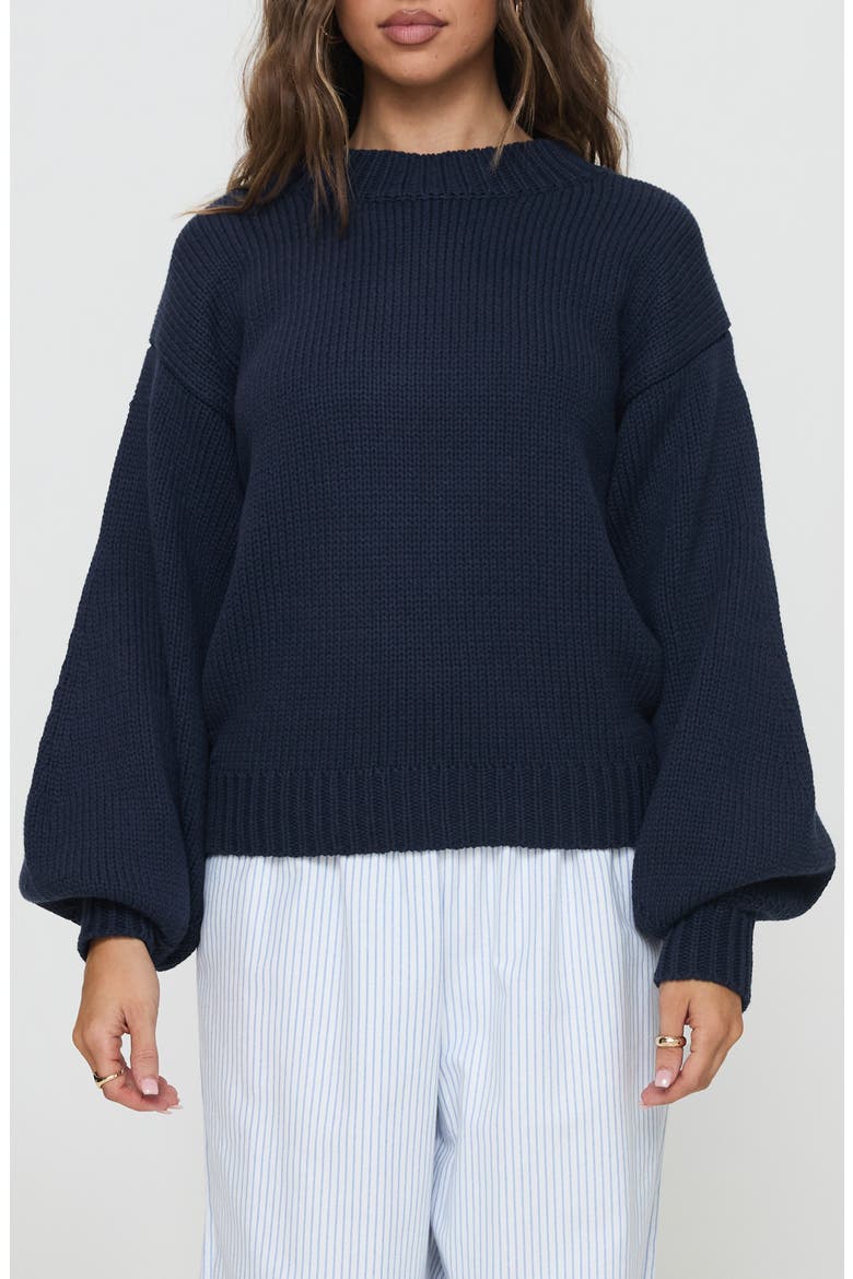 Harmony Balloon Sleeve Sweater, Main, color, NAVY