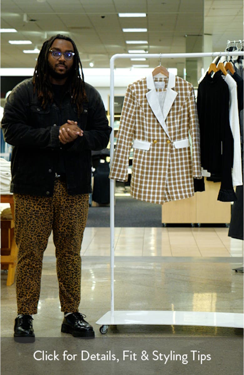 Houndstooth Double Breasted Long Sleeve Blazer Romper, sales video thumbnail