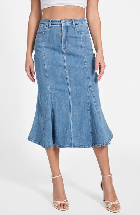 Lia Denim Midi Skirt (Meadows)