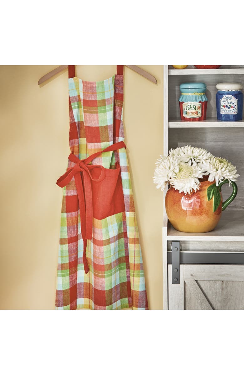 tag Fresh Pick Plaid Apron Multi Cotton Summer, Alternate, color, Multicolored