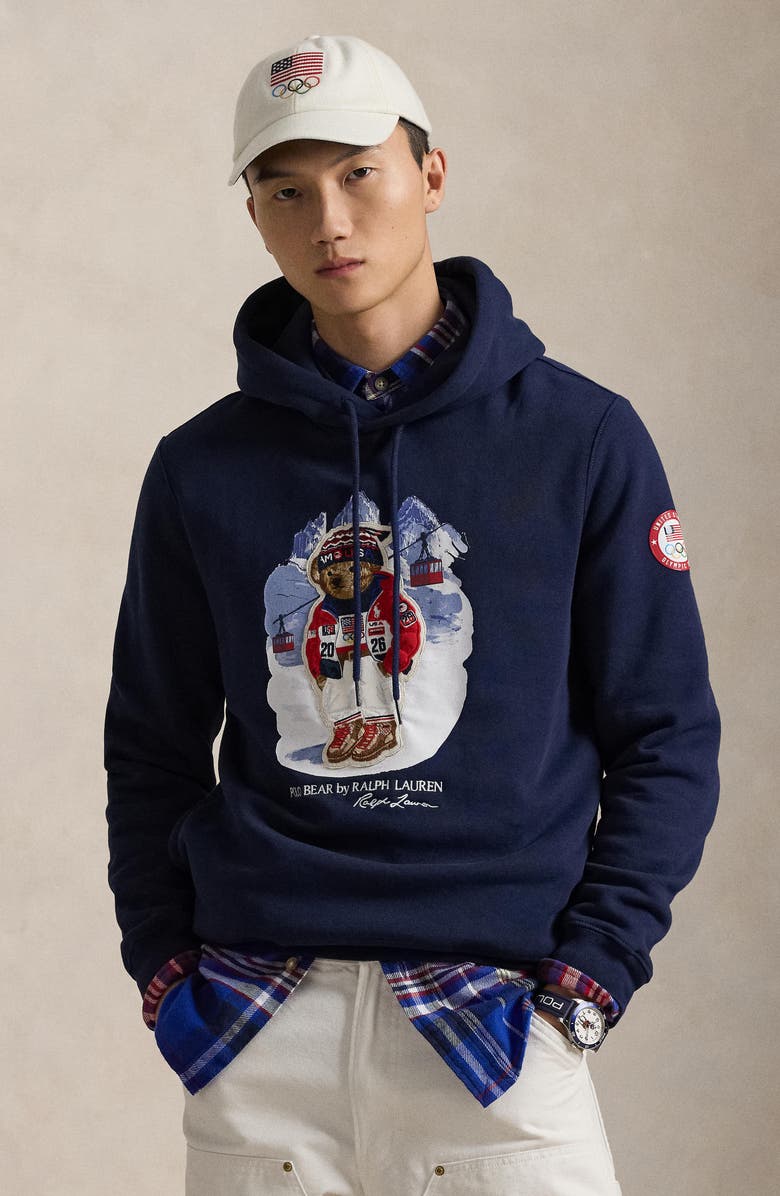 Polo Ralph Lauren Team USA Polo Bear Graphic Hoodie, Alternate, color, Refined Navy