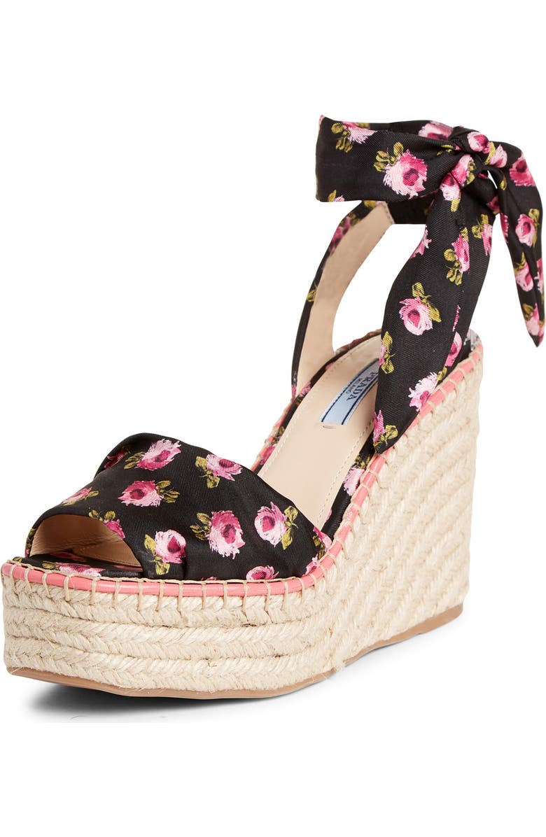 Prada Platform Wedge Espadrille Sandal, Main, color,