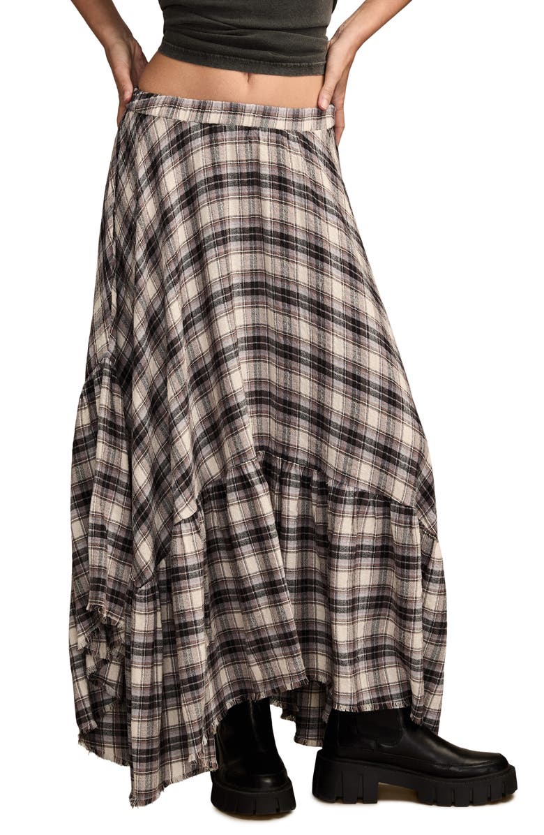 Lucky Brand Plaid Maxi Skirt, Main, color, Cream Plaid