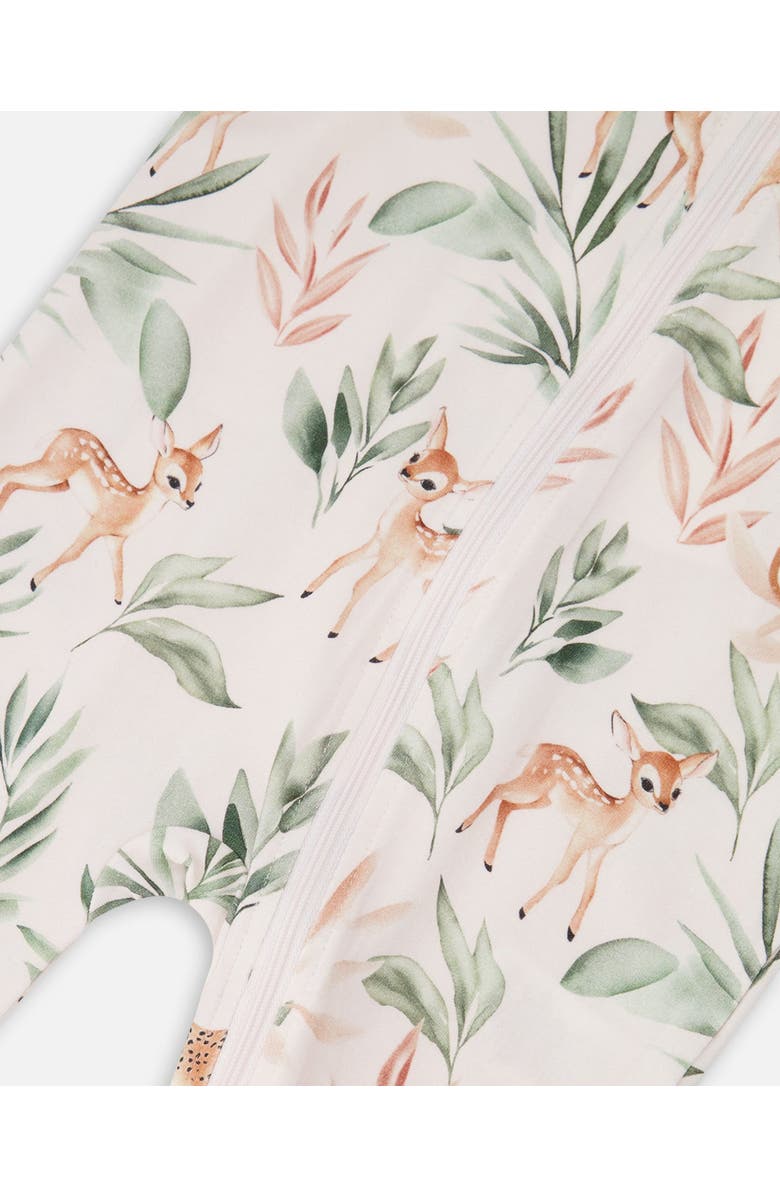 Deux par Deux Organic Cotton Jersey Animal One-Piece Pyjama, Alternate, color, Peach Deer Print