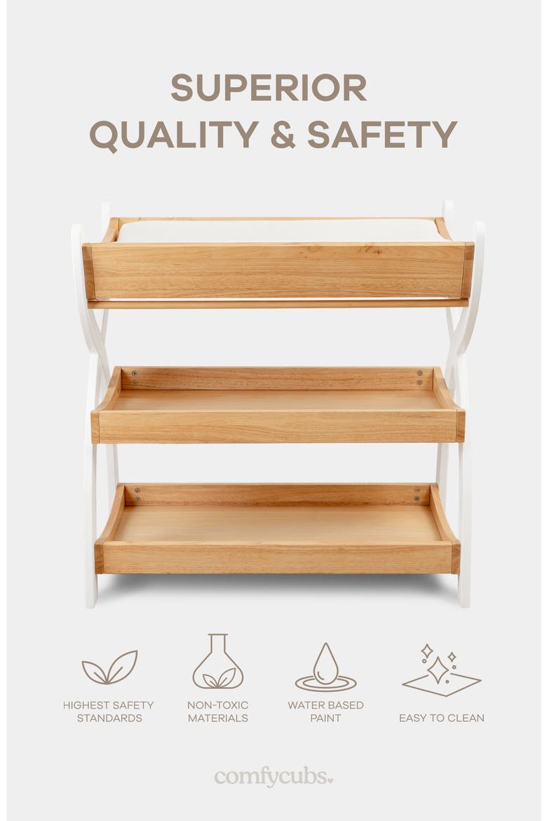 Baby Changing Table, Alternate, color, Natural Wood With White Legs