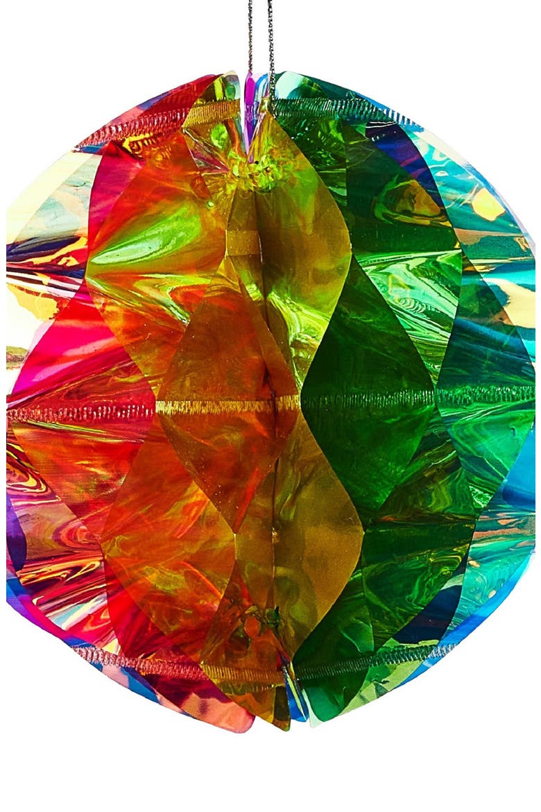 Set of 6 Honeycomb Iridescent Rainbow Ornaments, Alternate, color, MULTI