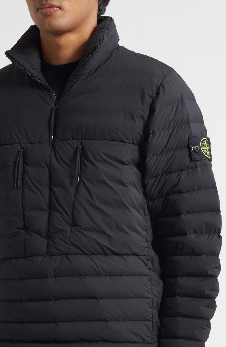 Stone Island Half Zip Down Jacket, Alternate, color, Black