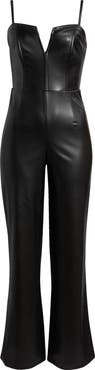 bebe Sleeveless Faux Leather Jumpsuit