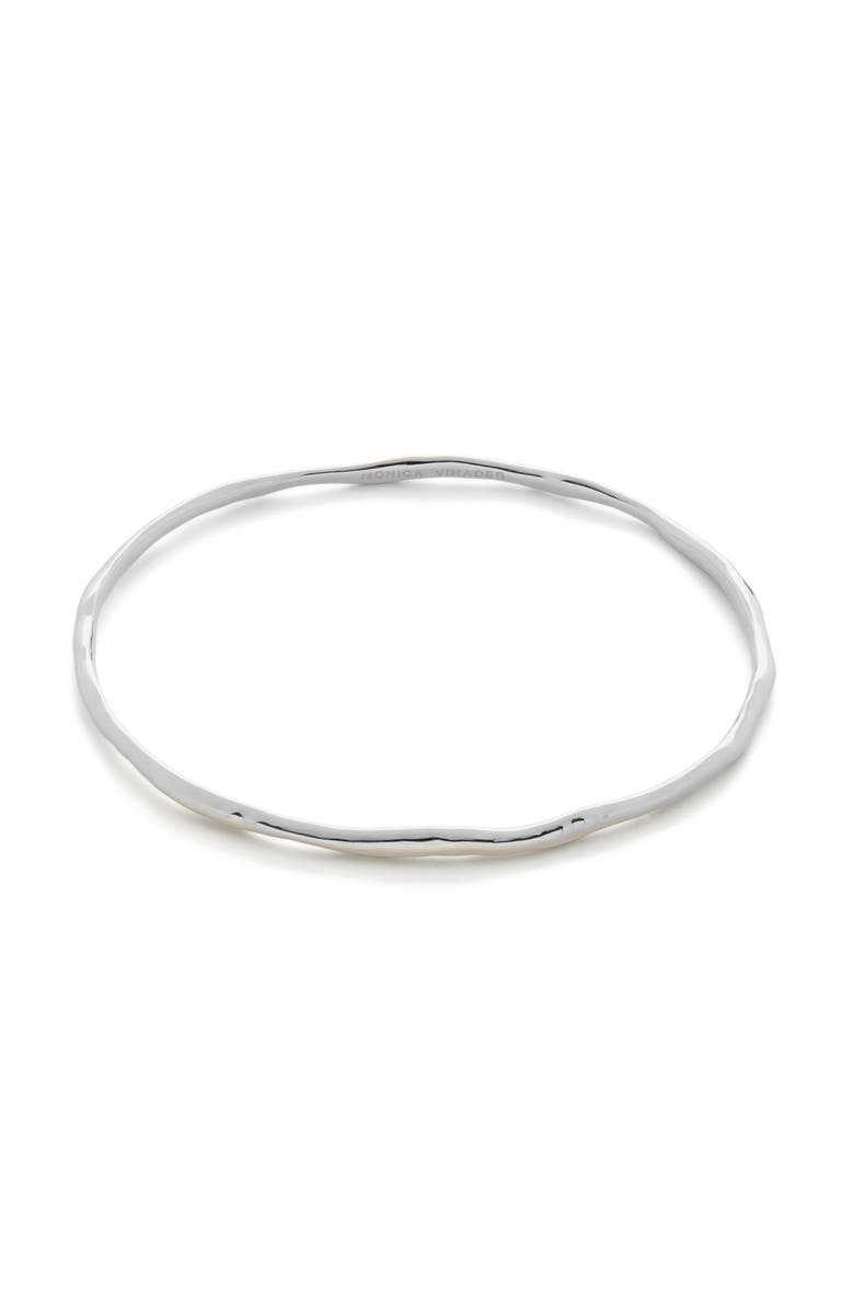 Monica Vinader Siren Muse Hammered Bangle Bracelet, Main, color, Sterling Silver