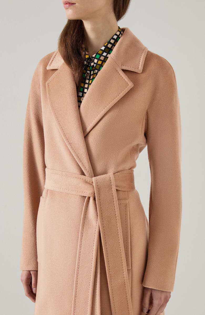 LK Bennett Frances Belted Wool Coat, Alternate, color, Camel