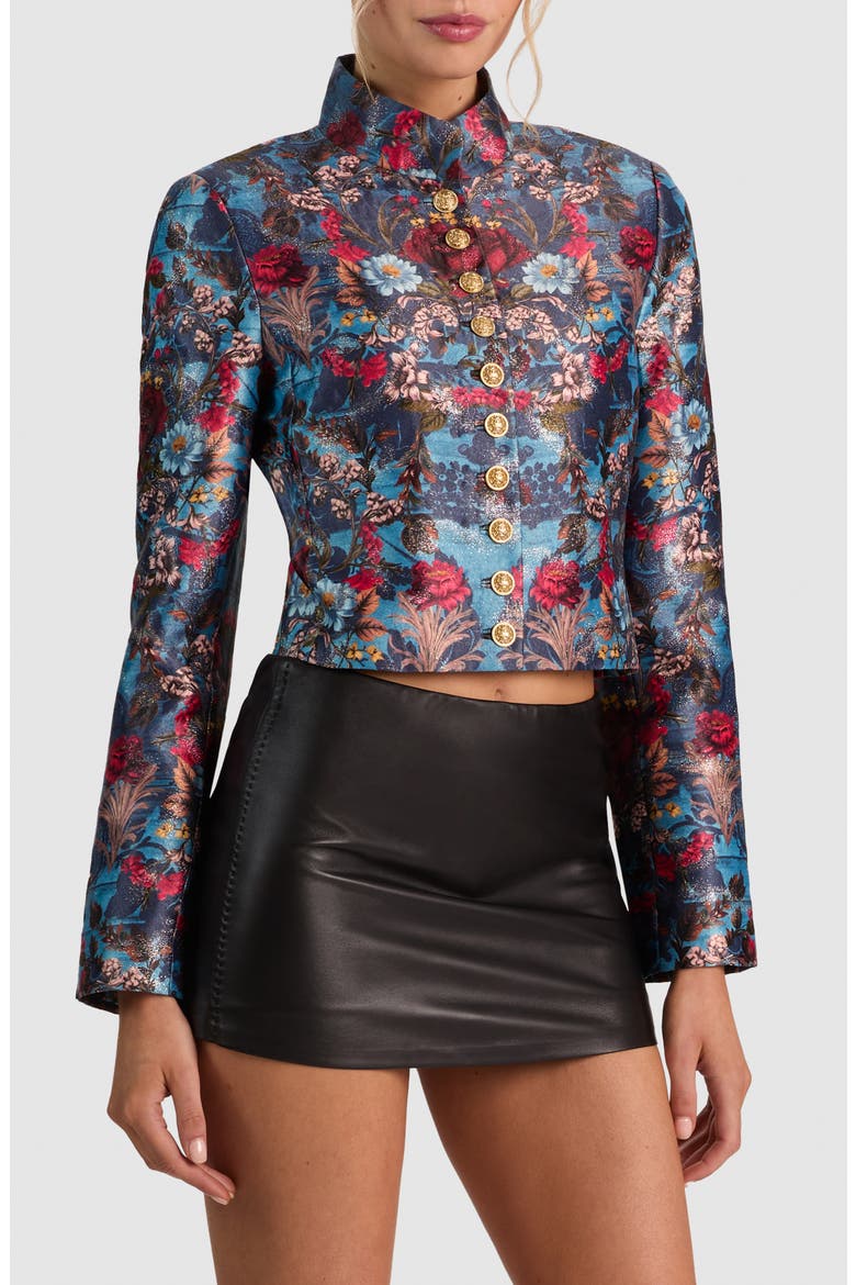 Emerson Jacquard Military Jacket, Alternate, color, HEARTSTRINGS MINERAL BLUE
