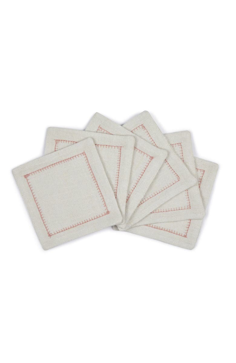 MAJKA Coastal Classic Coasters - Set of 6, Main, color, Safari Beige X Pink Sands