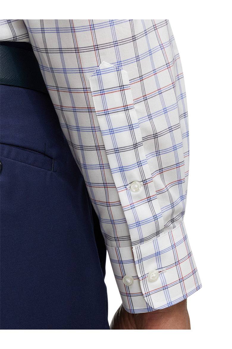 Cotton Buttondown Collar Broadcloth Slim Contrast Trim Button Cuff Long Sleeve, Alternate, color, Blue/Red