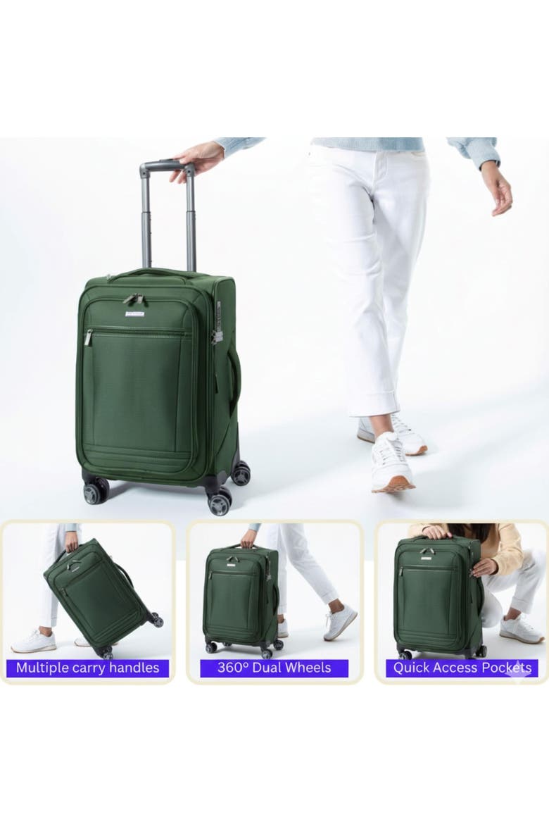 Avalon Softside 24" Checked Spinner, Alternate, color, Juniper Green