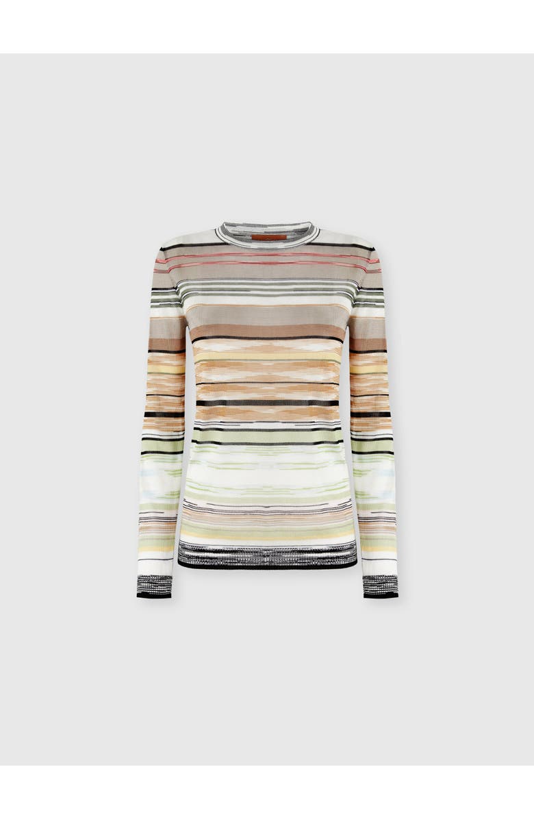 Missoni Striped Flame Viscose Crewneck Sweater, Main, color, Green& Brown