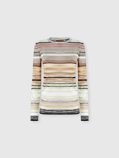 Striped Flame Viscose Crewneck Sweater