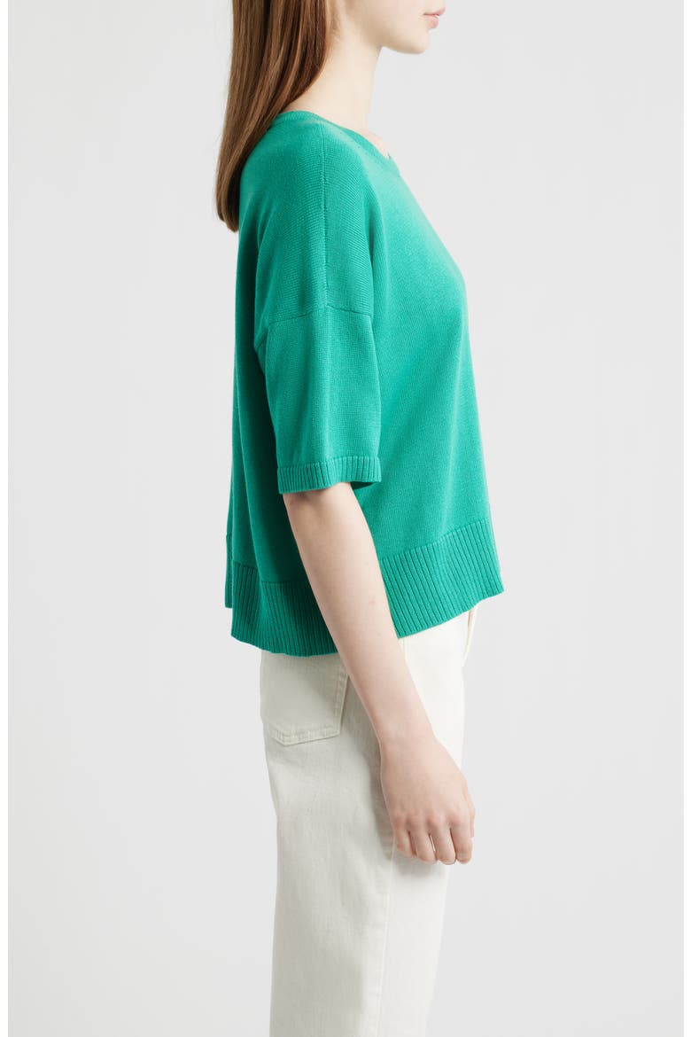 Elbow Sleeve Organic Cotton Blend Crewneck Sweater, Alternate, color, SEA STAR