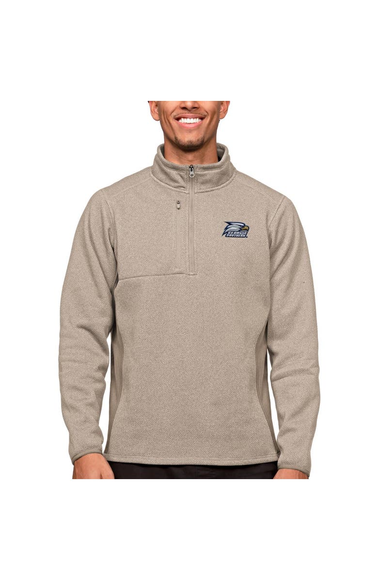 ANTIGUA Men's Antigua Oatmeal Georgia Southern Eagles Course Quarter-Zip Pullover Top, Main, color, 