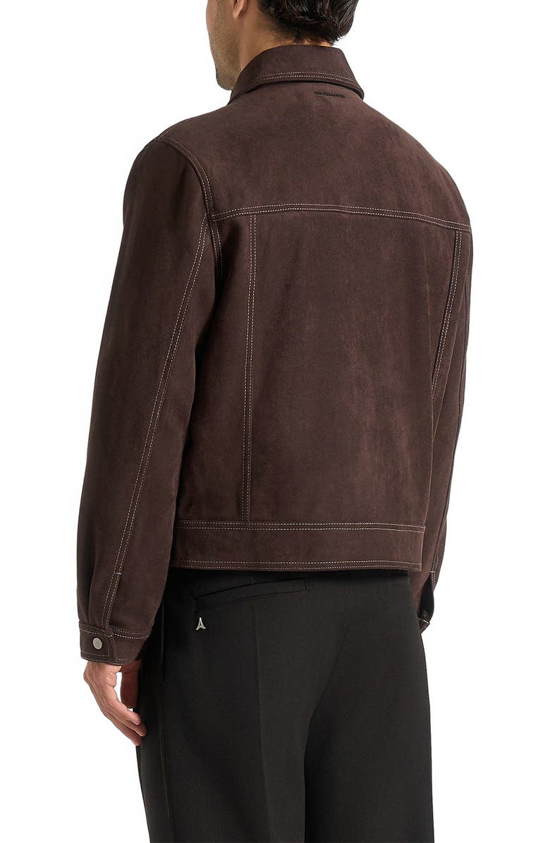Manière De Voir Vince Suede Contrast Stitch Jacket, Alternate, color, Brown