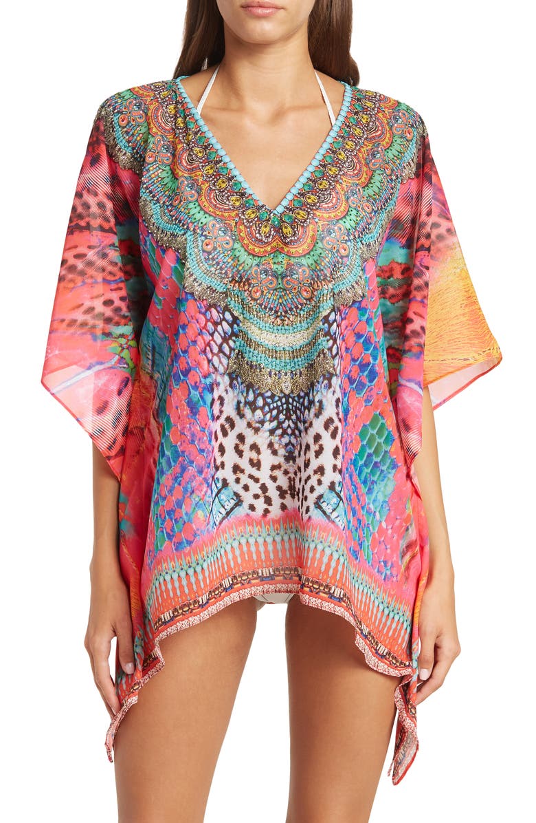 RANEES Printed Poncho, Main, color, Multi Color
