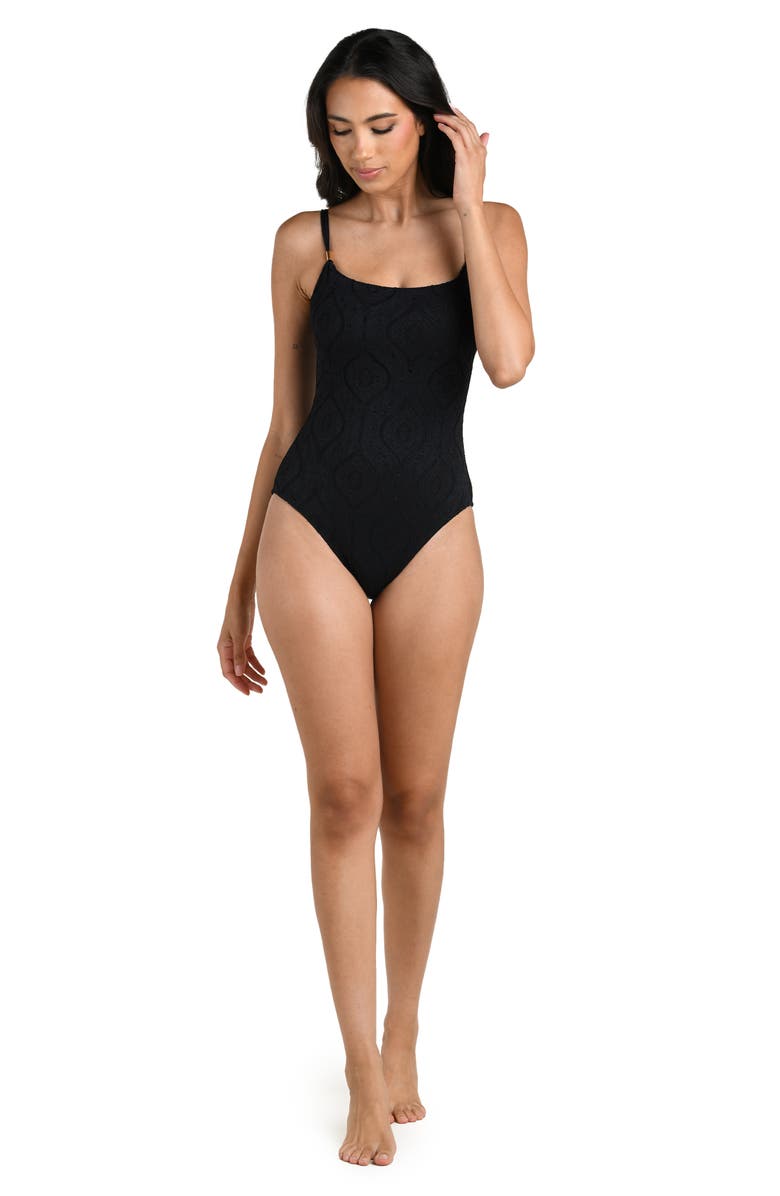 La Blanca Mantra Medallion One-Piece Swimsuit, Alternate, color, Black
