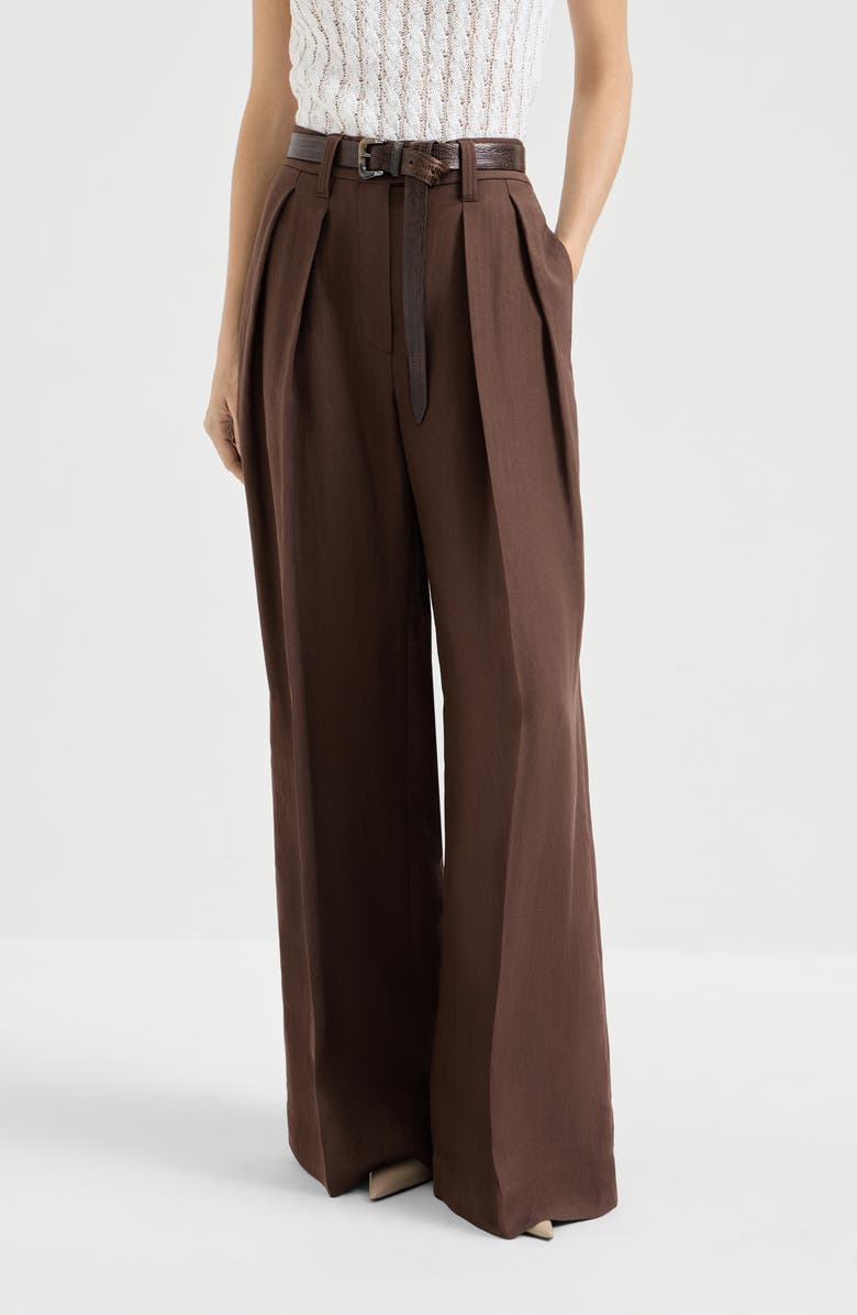 Brunello Cucinelli Sartorial Wide trousers, Alternate, color, Cocoa
