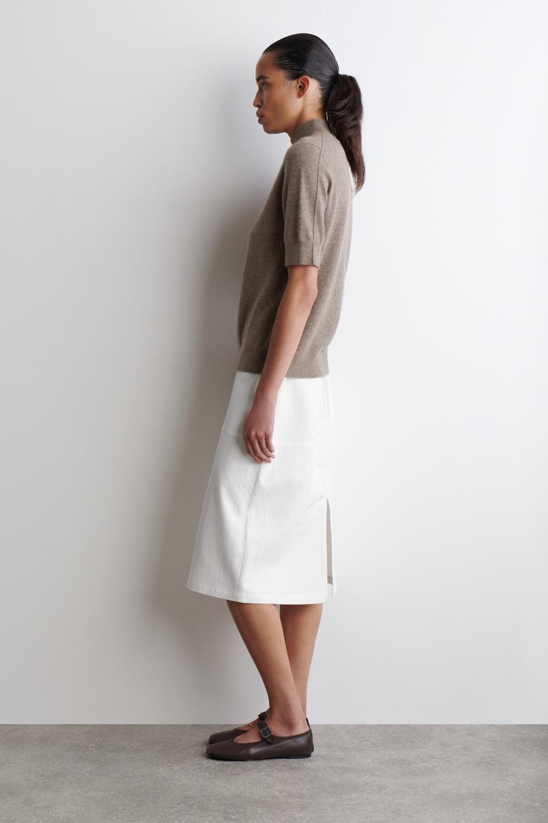 Cashmere Mock-Neck T-Shirt, Alternate, color, MOLE