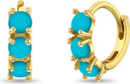 In Season Jewelry 14k Gold Simulated Turquoise Pronged Hoops