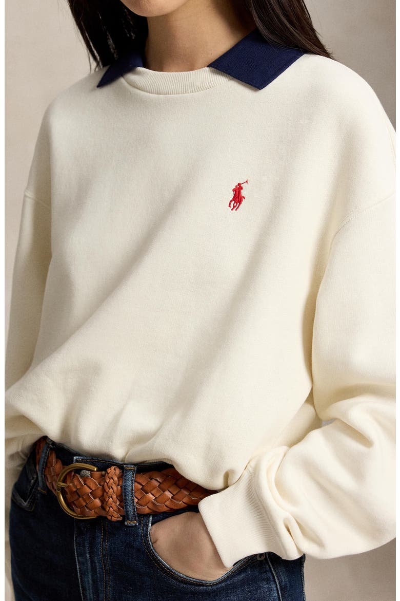 Fleece Sweatshirt, Alternate, color, WARM WHITE