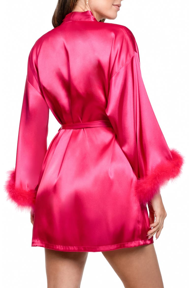 Marabou Chemise & Wrap Set, Alternate, color, DISCO PINK