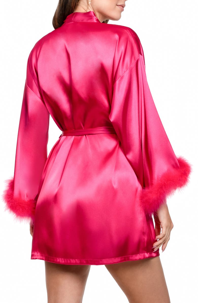 In Bloom by Jonquil Marabou Chemise & Wrap Set, Alternate, color, Disco Pink