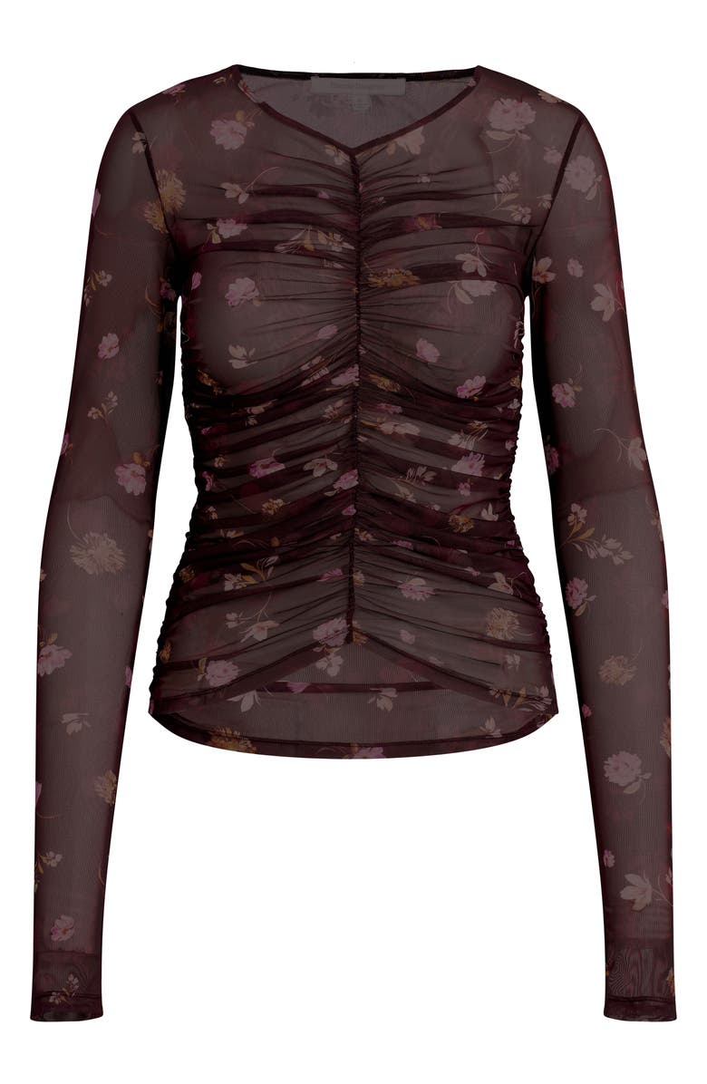 Favorite Daughter Ruched Sheer Stretch Mesh Top, Alternate, color, Whimsical Monet