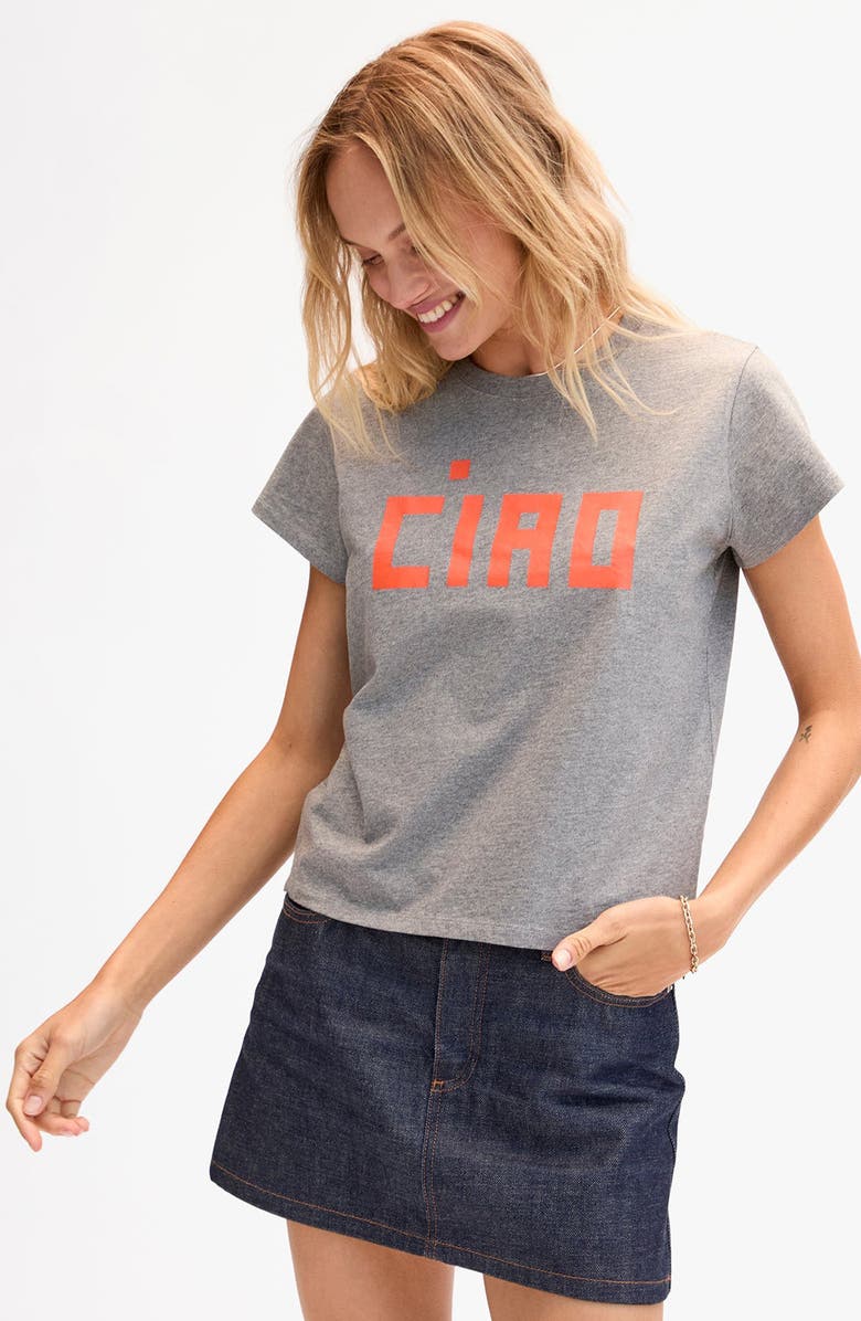 Clare V. Ciao Cotton Graphic T-Shirt, Alternate, color, Grey Melange