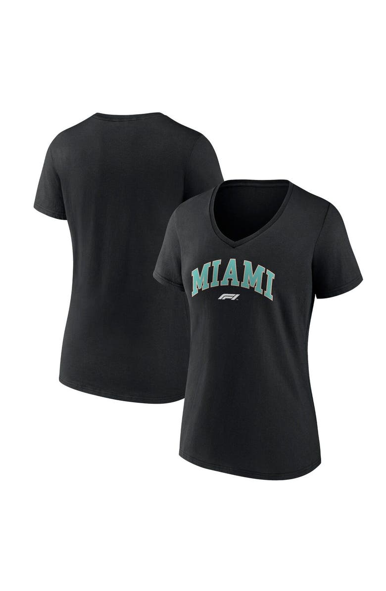 FANATICS Women's Black Formula 1 Miami Grand Prix V-Neck T-Shirt, Main, color, 