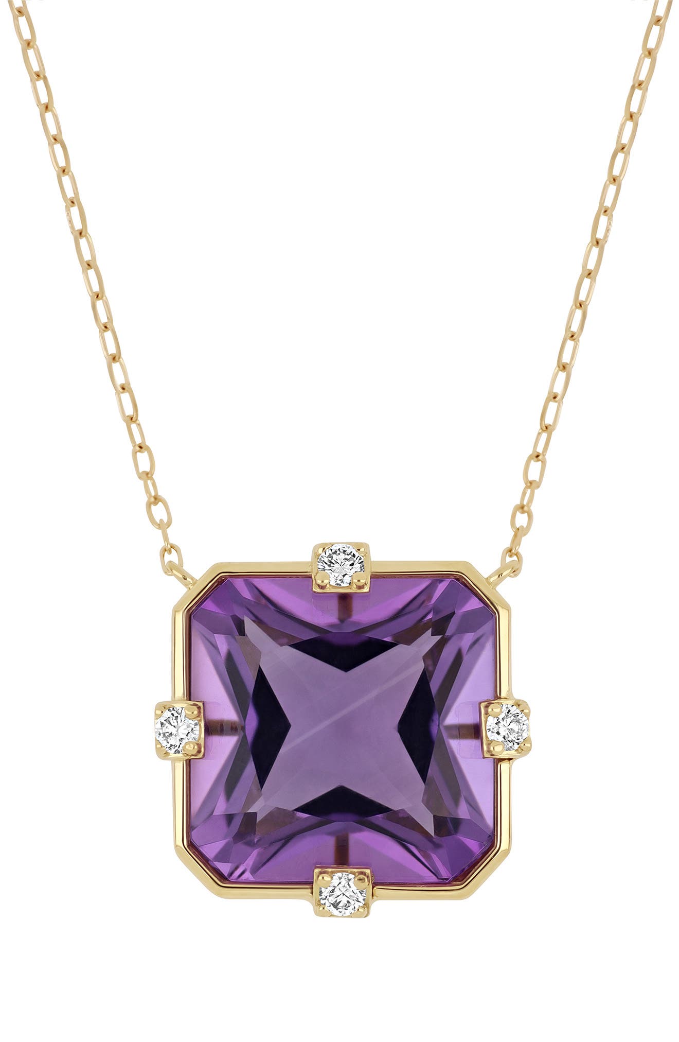 18k Gold Iris Amethyst Pendant Necklace