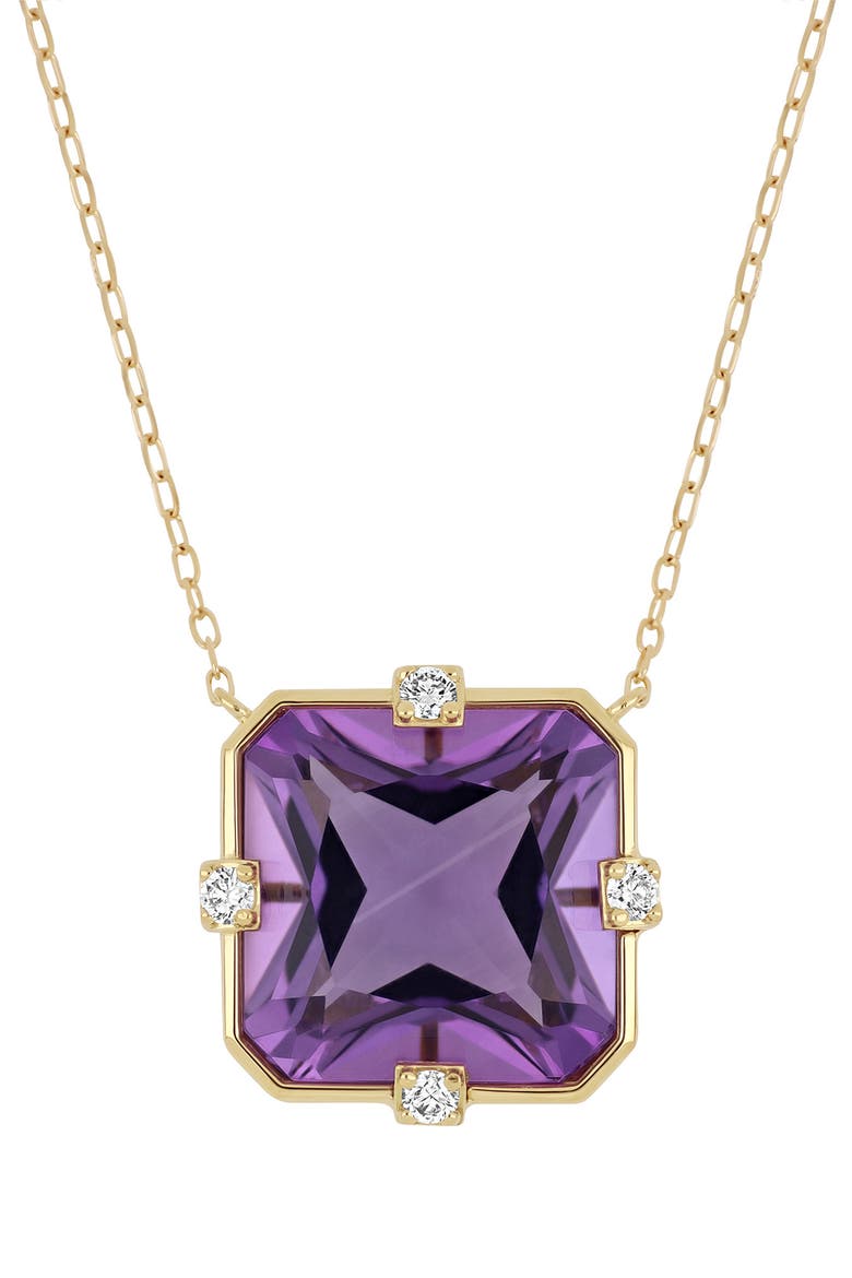 18k Gold Iris Amethyst Pendant Necklace, Main, color, 18KY