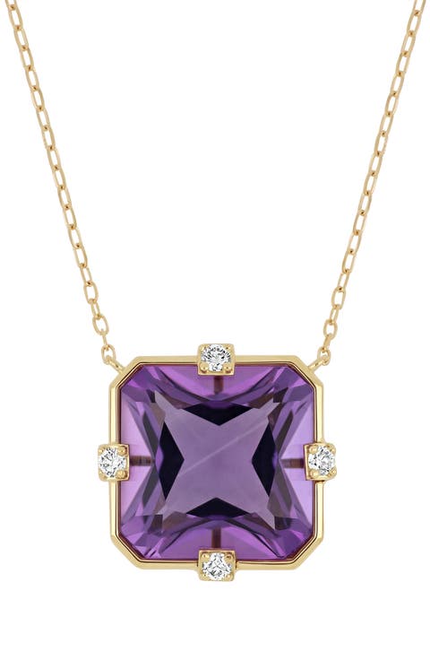 18k Gold Iris Amethyst Pendant Necklace