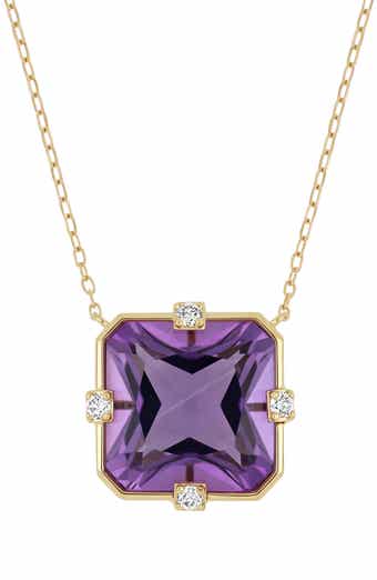 18k Gold Iris Amethyst Pendant Necklace