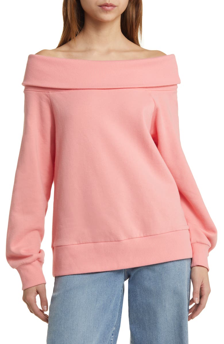 Nation LTD Cotton Off The Shoulder Sweatshirt, Main, color, 