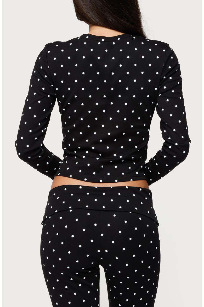 Daliya Polka Dot Crop Stretch Cotton T-Shirt, Alternate, color, BLACK