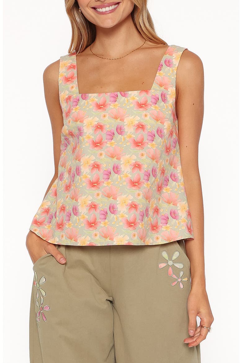 Talyn Button Back Top, Main, color, SAGE WILDFLOWER